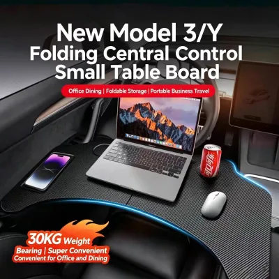 Foldable Plastic Car Tray Table for Model Y/3 Refresh Interior Accessories Laptop Dining Desk Portable Back Seat Organizer