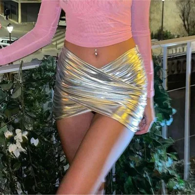 Y0215  Wholesale Spring and Summer New PU Leather Bag Hip Boat Edge Casual ultra Short Skirt