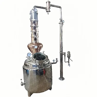 Small Electric Heating Alcohol Distiller, Stainless Steel and Purple Copper Whisky and Vodka Brewing Equipment