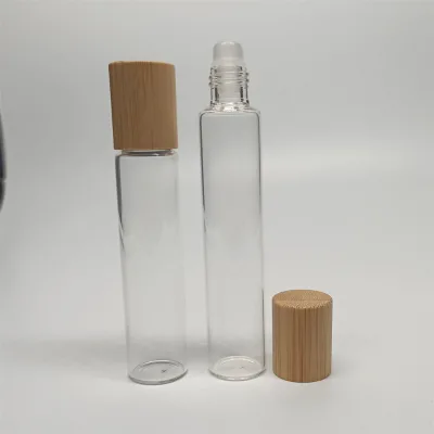 Hot Sale 10ml Roll on Glass Bottle With Roller and Bamboo Wooden Cap Lid