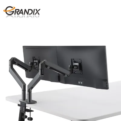 Dual  Pneumatic Arm Double Computer Monitor Stand,Swivel Adjustable 180 Degrees