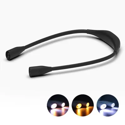 Popular LED Neck Reading Lamps ABS Material Rechargeable Desk Table Lamp Flexible Neck Book Lights for Students Running