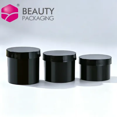 Wholesale 78mm Opening Wide Mouth Screw Top Cosmetic Jar Custom Print PP Plastic Black Container for Face Mask & Facial Cleanser