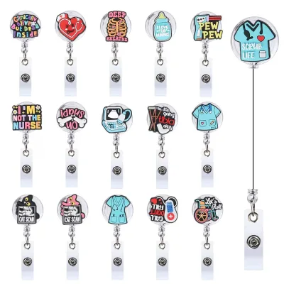 Hot-Selling Soft Rubber Medical Retractable Badge Reel Easy-Pull Badge Holder Id Holder Badge Nurse Doctor Cartoon Badge Reel