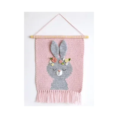 Hot Selling Cute and Gentle Bunny Wall Hangings Decor for Kids Milk Cotton Material Customized Pattern Logo and Size