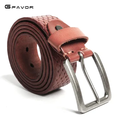 Fancy Men's High Quality Men Male Genuine Leather Strap Luxury Pin Bucklevintage Jeans Leather Belt
