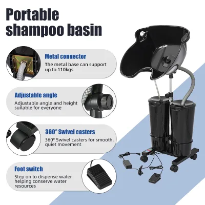 Portable Shampoo Bowl with Water Tank Plumbing for Hair and Home Use