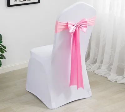 Wholesale Elastic No-Tie Satin Bow Chair Back Cover Streamers for Wedding Banquet Home Restaurant Backrest Decoration Washable