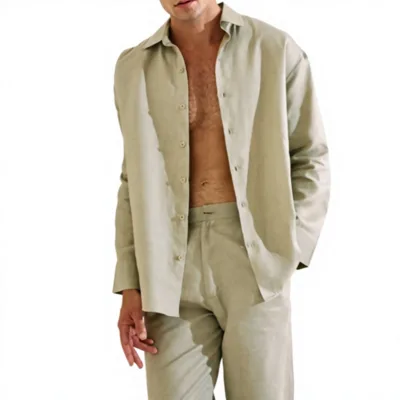 New Autumn Mens Casual Fashion Outdoor Long-Sleeve Shirt Pants Set Rhinestone In-Stock for Cross-Border Sales Europe