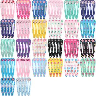 Color Printed Children BB Hair Clips Mixed Cartoon Floral Star Pattern Snap Barrettes Cute Girls Hair Pins