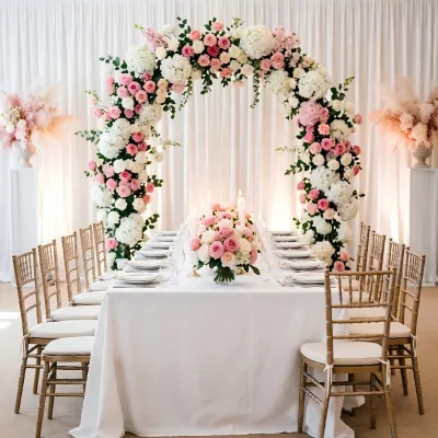Custom Horn Luxury Elegant Artificial Silk Flower Arch Table Centerpiece Backdrop for Birthday Graduation Party Wedding