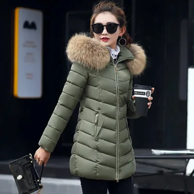 Best Sales Top Womens Parka Quilted Jacket Thick Down Cotton Jacket With Fur Collar