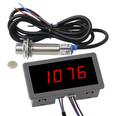 220V 110V AC Tachometer 4 Digit LED Digital Display Motor Tachometer With Hall Sensor Magnet Ac Tachometer Set High Quality