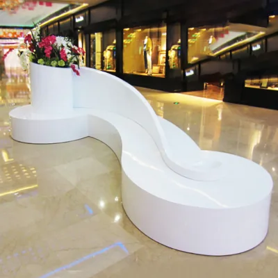Y111 S Shaped long bench Nordic modern FRP plant pots indoor decorative custom logo flower pot sizes waiting chair