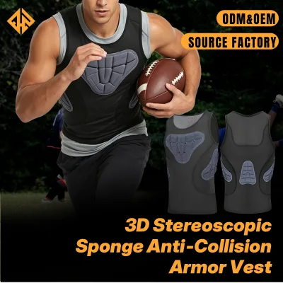 Professional Padded Compression Vest With EVA Chest Rib Guard for Rugby Football Contact Sports Factory Wholesale