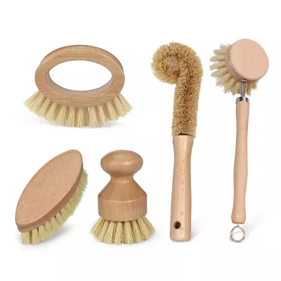 100% Biodegradable Zero Waste Natural Vegan Eco Friendly Wooden Wood Bamboo Pot Pan Cup Dish Bottle Kitchen Cleaning Brush