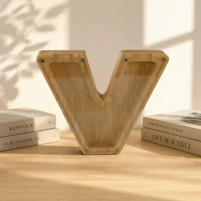 Custom Large Piggy Banks 26 English Alphabet DIY Wood Money Box