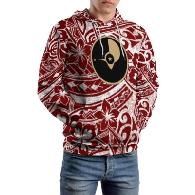 New Design 1 MOQ Custom Logo Micronesia Polynesian Design Oversized Men Hoodies Hawaiian Yap Print Hooded Sweatshirts Pullover