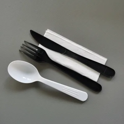 250 Plastic Cutlery Packets - Knife Fork Spoon Napkin Salt Pepper Sets, White Individually Wrapped Cutlery Kits
