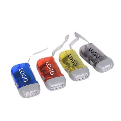 Custom Logo Portable 3 Led Emergency Dynamo Flashlights Mini Hand Pressure Outdoor Torch for Camping Flash Light
