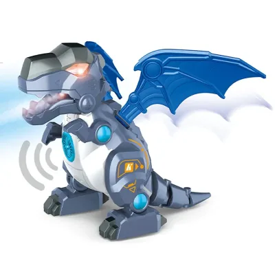 Children Electric Spray Walking Dinosaur Toy Battery Light-up Interactive Robot Toys With Music for Kids