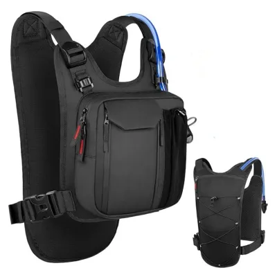 Men's Tactical Running Vest with Lightweight Waterproof Hydration Bladder Adjustable Backpack Straps Reflective Water Bag