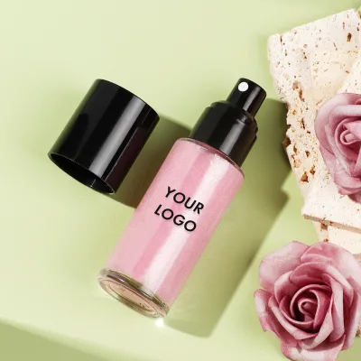 Wholesale Private Label Green Tea Extract Liquid Body Glitter Shimmer Glow Highlighter Spray Bottle for Face and Body Glitter