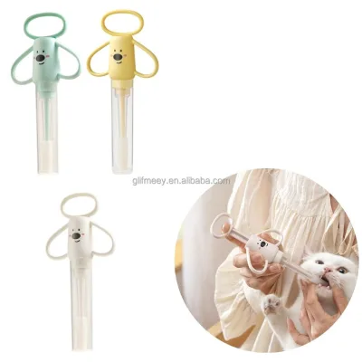 Cartoon Pet Pill Dispenser with Soft Silicone Tip Reusable Pill & Liquid Syringe for Puppies Kittens