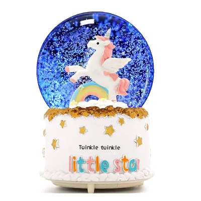 Musical  Unicorn Snow Globe with Automatic Snowfull,Perfect Gift for Girl Boy