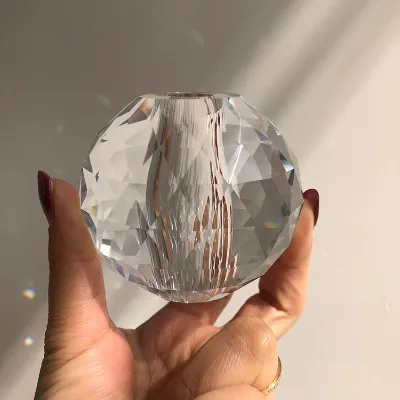 MH-SJ042 Faceted Crystal Light Glass Perforated Ball for Lighting Parts