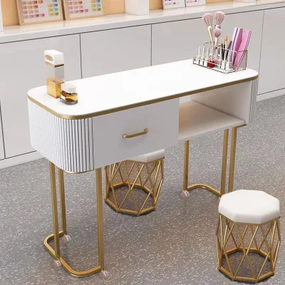 2025 Light Luxury  Modern Nail Table Multi-Function Multi-Size Nail Table Large Capacity Salon Table for Beauty Nail Salon