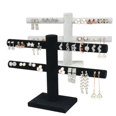 CHOOSE Jewelry Display Stand Necklaces Bracelets Earrings Organizer T Shape Tall Tabletop Holder With Tray