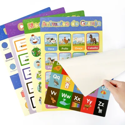 Educational Preschool Poster Glue Point Dot Spanish Classroom Posters Decorations Alphabet Toddler Learning Poster Kids 16-Piece