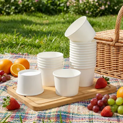 Wholesale Custom Printed Ice Cream Paper Cup 3/4/5/6/8oz Compostable PE PLA Coating Disposable Dessert Bowl for Party