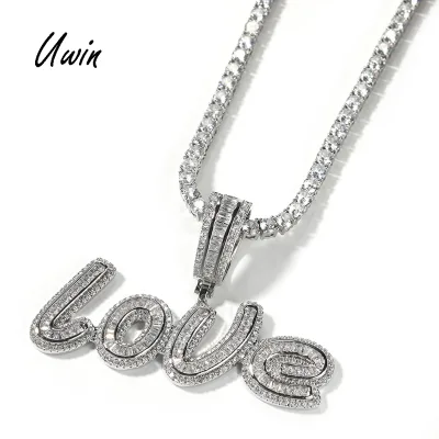 2022 DIY Custom Name Hip Hop Pendant Necklace Gold Plated Letter Name Charms Pendant Women Rapper Connected Jewel