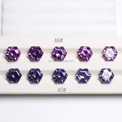 Lab Grown Blue Polished Color Change Corundum Hexagon Cut 9mm Light Loose Gemstone for Jewelry Making