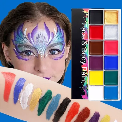 Professional 37 Colors Washable Acrylic Paint Set for Cosplay Makeup Body and Face Paint on Canvas for Halloween and Christmas