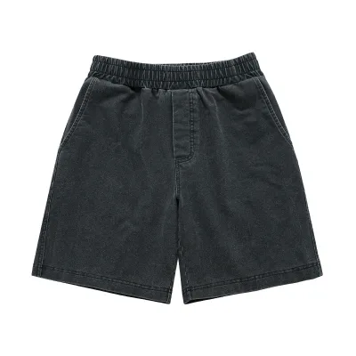 American Retro Factory Wholesale Men's Shorts Heavy Washed Vintage Loose Five-Point Niche Sand Wash Mid Waist Solid Pattern