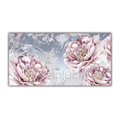Pink Flora Embellished Painting Canvas Silver Foil for Home Decor With Rhinestone Art Oil Flower Printed Sunny Lu Oil Painting