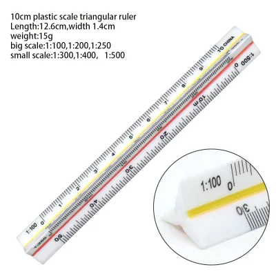 10 Cm/4 Inches Big &small Scale Colorful Three Edge Architect Engineer Plastic Tool Triangular Scale Ruler
