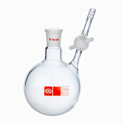 High Boro 3.3 Reaction Flask, Round Bottom, PTFE Stopcock