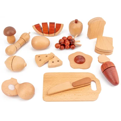 Children's Natural Wooden Color Simulation Play House Cut Fruit Parent - Child Interaction Toy Children Kitchen Toys