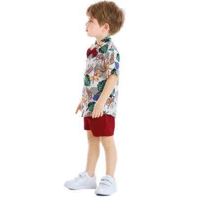Boys Gentleman Outfits Suits, Infant Short Sleeve Shirt+Bib Pants+Bow Tie Boy Clothing Sets