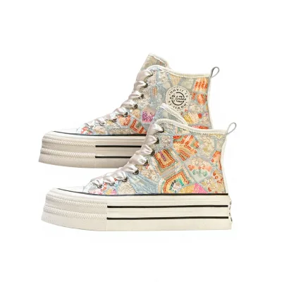Chinese-style Toe High-top Canvas Shoes Women 2025 Spring/summer Mesh Breathable Thick-soled Platform Versatile