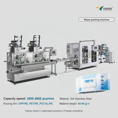 Three-side Sealing Single Piece Wet Tissue Wipes Packaging Machine AutomaticCleaning Wet Wipes Packaging Machine