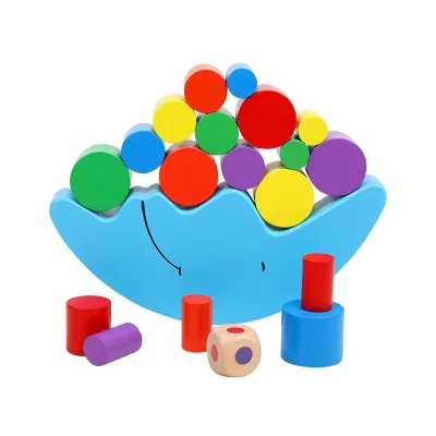 Moon Balance Building Early Education Children Balance Folding Music Training Game Wooden Puzzle Toy for 2 to 4 Years
