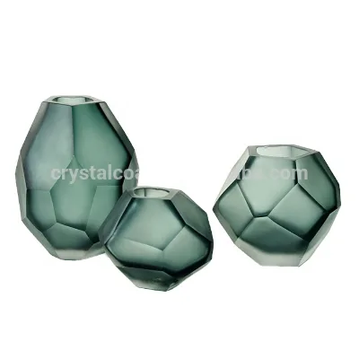 Handblown Multifaceted Colored Geometric Glass Terrarium