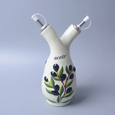 Custom innovative ceramic olive oil bottles wholesale double mouth oil bottles can be customized according to samples
