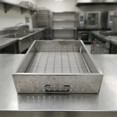 Multipurpose Stainless Steel Mesh Basket with Custom Size and Smooth Silver Finish