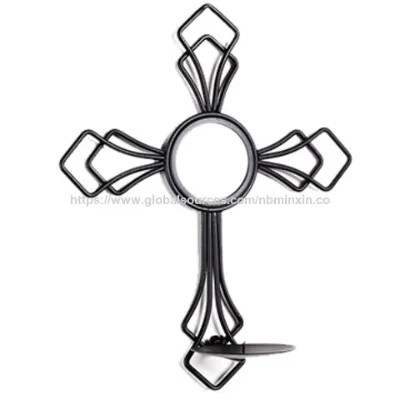 Metal mirror candle holder, wall cross scone